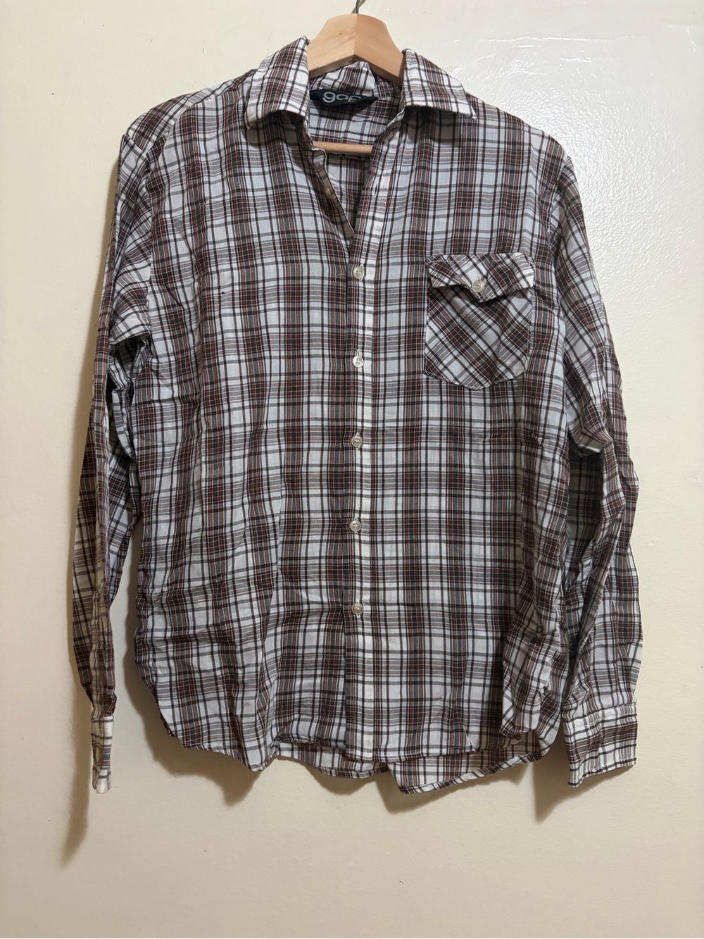 Vintage  Plaid Button-Up Shirt - Casual Long Sleeve